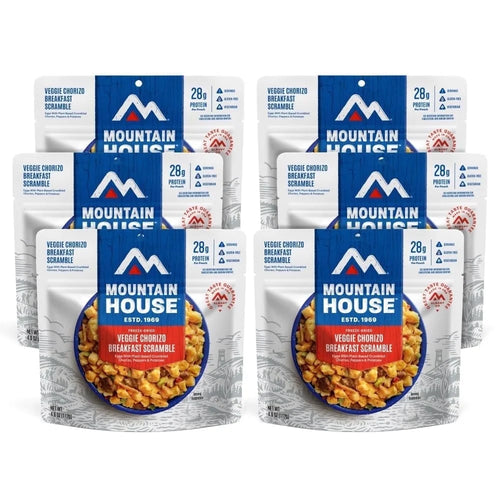 Veggie Chorizo Breakfast Scramble Food (6 Pouches) | Freeze Dried Backpacking & Camping Emergency Food ✅