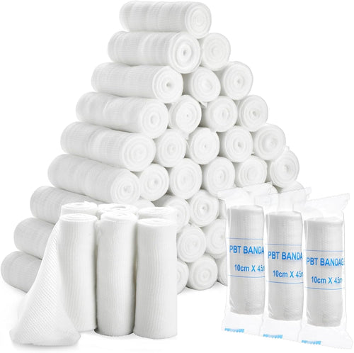 4-Inch Gauze Bandage Roll - Soft Stretchy Fabric & Gauze Wrap - Breathable Textured Design for Secure Compression - Pack of 1, 48 Count