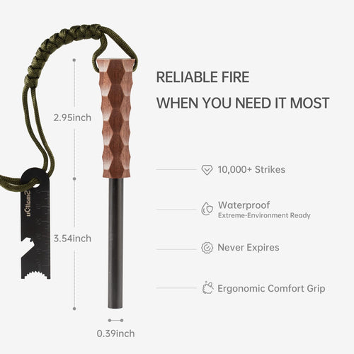 Ferro Rod Fire Starter, Survival Flint and Steel Fire Starter Kit for Hiking, Bushcraft,Camping Essentials Gear, Emergency Supplies - Ideal Gift for Explorers | PrepWiseGear
