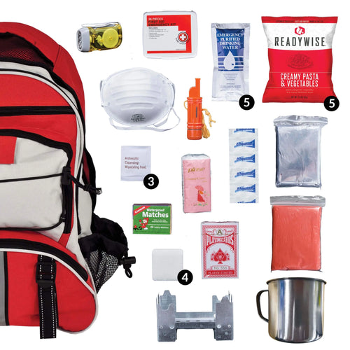 Survival Backpack Freeze Dried Dehydrated Food 64 Piece 12 X 9 X 16 Inch
