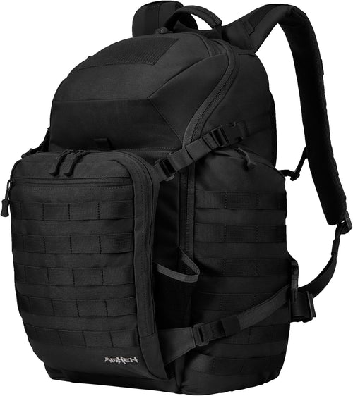 52L 1050D Airplane Approved Tactical Travel Backpack, Black | 17 Inch Gaming Laptop Compartment, Heavy Duty MOLLE 72 Hour Bug Out Bag, External Expandable Pocket