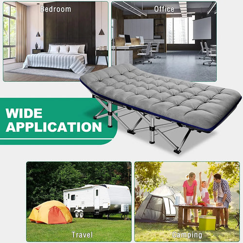 Set of 2 Folding Camping Cot, Sleeping Cot Bed, Tent Cot with Mattress, Carry Bag, Extra Wide Sturdy, Heavy Duty Holds up to 880 Lbs, Lightweight, Comfortable for Outdoor&Indoor