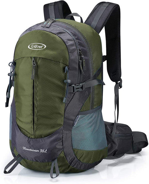 35L Hiking Backpack Water Resistant Outdoor Sports Travel Daypack Lightweight with Rain Cover for Women Men (Army Green)