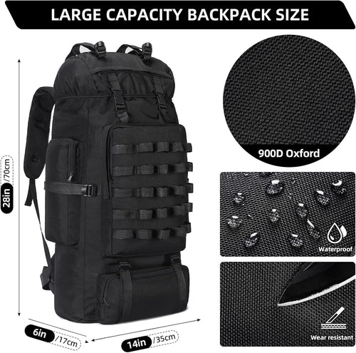 70L Camping Hiking Backpack with Rain Cover, Waterproof Molle Rucksack for Men, Backpacking Backpack for Trekking Climbing Outdoor
