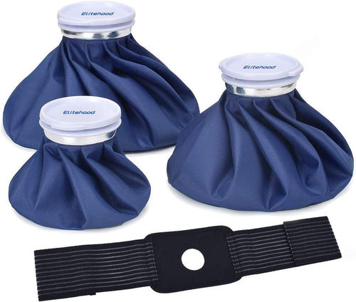 Ice Cold Pack Reusable Ice Bags Hot Water Bag for Injuries, Hot & Cold Therapy and Pain Relief with Elastic Breathable Support Wrap, 4-Pack, 3 Sizes (6"/9"/11"), (For Hot Therapy Is 50-60℃)