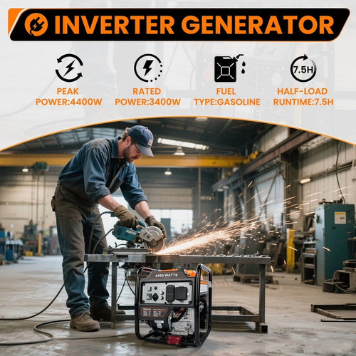 4400W Inverter Generator Gas Powered, Portable Gas Generator for Home and Outdoor Use, Leightweight and ECO Mode