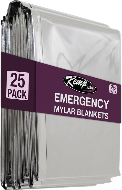 Emergency Mylar Blanket Pack of 25 Lightweight Thermal Reflective Survival Blanket First Aid Disaster Preparedness Camping Vehicle Bug Out Bag Emergency Supply Gear