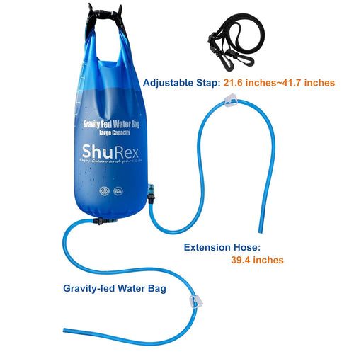 3-Gal Gravity-Fed Water Bag with 2 Outlet Pipes for Sawyer Water Filtration System Survival Water Filter Straw, Compatible with Lifestraw and Other Water Filter Straw, Bpa-Free (12L/3Gal) | PrepWiseGear