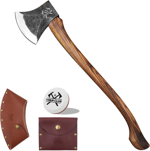 32.4 Inch Professional Wood Splitting Axe, Wood Chopping Axe with Hickory Wood Handle and Leather Sheath, Felling Ax, Sporting Axes, Racing Axes for Timbersports - Black Head 6 Lbs