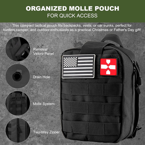 Gifts for Men Fathers Day Dad, Survival Kit, 150 PCS Survival Gear and Supplies Equipment with Trauma Bag, Molle Pouch Emergency Kit for Outdoor Camping, Hunting, Car, Home, Earthquake, Adventures