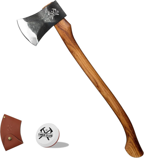 28.2 Inch Professional Wood Splitting Axe, Wood Chopping Axe with Hickory Wood Handle and Leather Sheath, Tree Felling Ax, Sporting, Racing Ax for Timbersports - Head 4Lbs