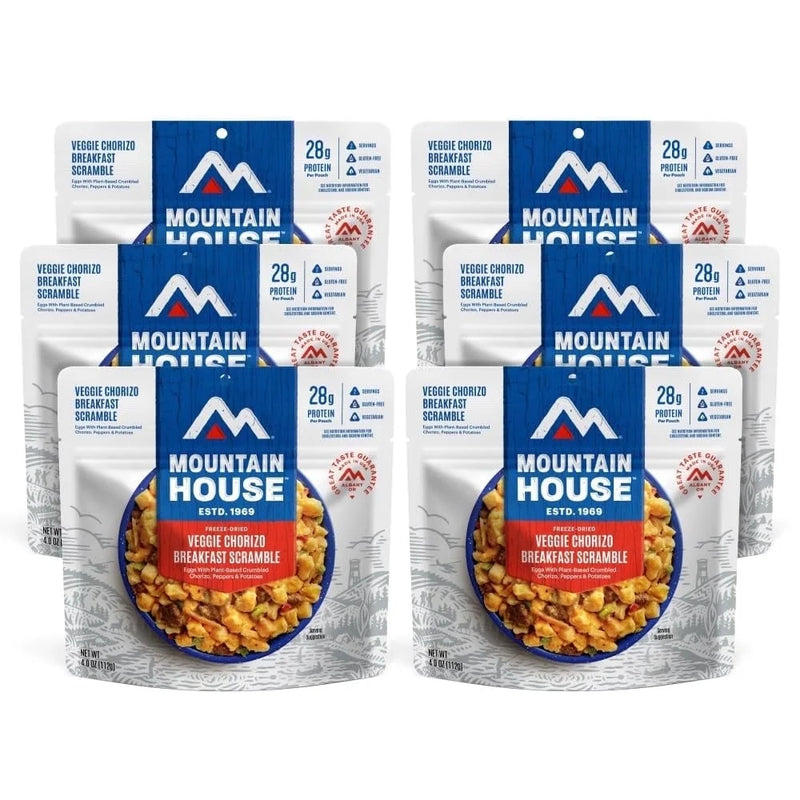 Veggie Chorizo Breakfast Scramble Food (6 Pouches) | Freeze Dried Backpacking & Camping Emergency Food ✅