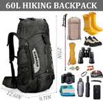 75L Hiking Backpack with Rain Cover Waterproof Camping Backpack Shoes Warehouse for Men Women, Frameless