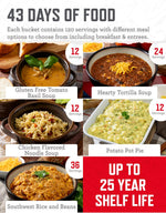 Emergency Food Supply - 360 Servings, 3 Buckets, Freeze Dried & Dehydrated Package of Long Term Meals, Survival Kit for Camping, Prepper Food Storage Supplies, up to 25 Year Shelf Life