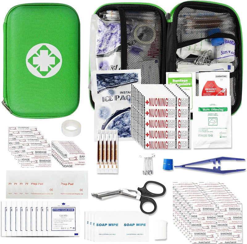275Pcs Travel First Aid Kits for Car Emergency Preparedness Items Urgent Accident Essentials Set Survival Gear Equipment Sports First Aid Kits for College Dorm Student, Home, Boat, Green