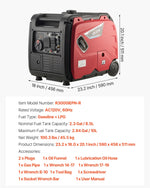 VEVOR Inverter Generator 4200W Peak Watt Quiet Generator Gas & LPG Powered