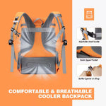 32 L. Leakproof Soft Backpack Cooler Bag for Camping Hiking, Orange