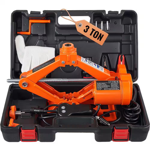 Electric Car Jack, 3 T /6600 Lbs. Scissor Jack, 12-Volt Electric Automatic Jack with Double Saddles and Remote Control