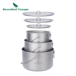 Titanium Pot Camping Cookware Hanging Soup Pot with Lid Outdoor Cooking Kit Lightweight Kitchen Ware Tableware