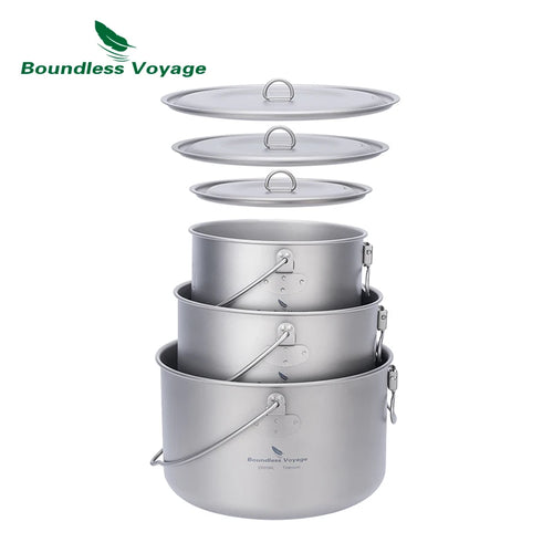 Titanium Pot Camping Cookware Hanging Soup Pot with Lid Outdoor Cooking Kit Lightweight Kitchen Ware Tableware