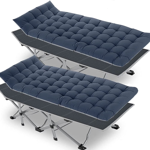 Set of 2 Folding Camping Cot, Sleeping Cot Bed, Tent Cot with Mattress, Carry Bag, Extra Wide Sturdy, Heavy Duty Holds up to 880 Lbs, Lightweight, Comfortable for Outdoor&Indoor