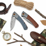 Damascus Steel Folding Knife ? Handmade EDC Pocket Knife with Wooden/G10 Handle for Camping & Outdoor