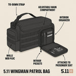 Tactical Wingman Patrol Bag – Police Gear Car Seat Organizer for Law Enforcement, Black, Style 56045ABR