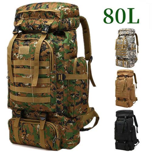 Men'S 80L Large Hiking Mountaineering Backpack Climbing Hiking Backpack Camping Backpack Sport Outdoor Rucksack Bag