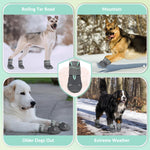 Dog Shoes for Large Small Medium Dogs - Waterproof Dog Boots for Summer Hot Pavement, Paw Protector for Outdoor Walking Winter Snow, Anti-Slip Rubber Dog Booties for Hardwood Floor (GY, 7)