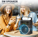 Portable AM FM Radio, Bluetooth 5.0 Radios 5 Watts Loud Speaker,Fm Radio Built-In Rechargeable Battery/Dc D*4 Cell Battery Operated & AC Power Plug in Wall Black