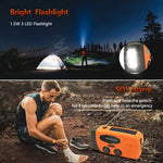 2000Mah Powerbank Radio Am Fm Solar Hand Crank Small Portable Radio USB Type-C Charging with 3 LED Flashlight Emergency Radio