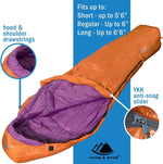 Eolus 15 F Hiking & Backpacking Sleeping Bag - 3 Season, 800FP Goose down Sleeping Bag - Ultralight - Black/Clementine - 78In - Regular