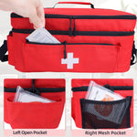 First Aid Bag Empty Large 2 Layer Medical Bag with Shoulder Strap 16”X 9½” X 7” Medicine Organizer Box Travel First Aid Kit Emergency Supplies Storage Bag for Car, Home, Office, Outdoor (Red) | PrepWiseGear