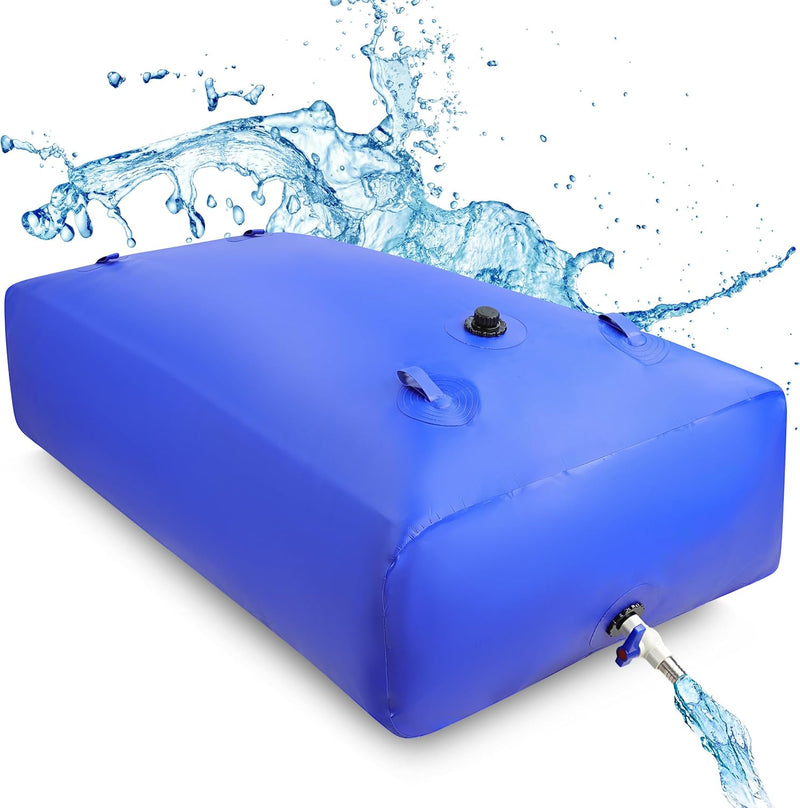 Water Tank for Camping - 142 Gallon Capacity PVC Collapsible Water Bladder Bag, Garden Watering, Detailing, or Emergency Storage - Foldable Plastic Water Storage Tank with Dispensing Valve