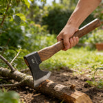 16.5" Camping Hatchet Axe, with Beech Wood Handle and 1065 High Carbon Steel Blade for Wood Cutting Outdoor Use