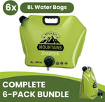 6Pack Collapsible Water Container 8L/2 Gallon Water Jug, Water Storage Bag, Collapsible Water Bag for Travelling, Emergency Water Bag Suitable for Camping Essentials, Survival Gear, Camping Water Jug