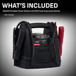 Automotive Portable Power Station and 600 Peak Amp Jump Starter with 12-Volt DC Outlet and LED Area Light