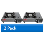 (2 Pack)  Tabletop Portable Butane Gas Camping Stove, 1 Burner, Gray