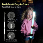 LED Glow Trekking Pole, Glowing Tactical Survival Hiking Stick, Light-Up Walking Staff, 6-Section Threaded Adjustable Design for Camping, Survival,Backpacking & Night Hiking