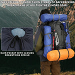 75L Hiking Backpack with Rain Cover Waterproof Camping Backpack Shoes Warehouse for Men Women, Frameless