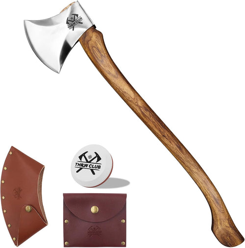 32.6 Inch Professional Wood Splitting Axe, Wood Chopping Axe with Hickory Wood Handle and Leather Sheath, Felling Ax, Sporting Axes, Racing Axes for Timbersports - Head 6 Lbs