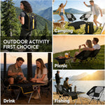 Camping Backpack - Aviation Aluminum Table Frame + 2 Folding Camping Chairs,+ Convertible Backpack Tabletop, Quick Setup&Portable,Camping Gear,Gifts for Camping, Picnic, Beach (Black)