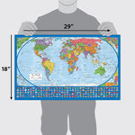 2 Pack - Laminated World Map Poster & USA Map Set - Equal Earth World Map Design Shows Continents at True Relative Size - US Map 18? X 29?