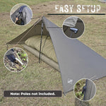 Lightweight Poncho Shelter, Solitary Shelter Cape Silnylon Emergency Survival Shelter Ultralight Minimalist Shelter for Camping Hiking Backpacking Bug Out Bag
