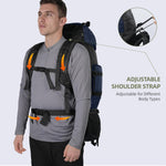 90L Hiking Backpack with Rain Cover, Waterproof Camping Backpack with Shoes Warehouse for Men Women, Frameless(Blue)