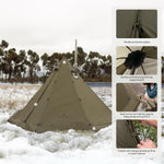 Ranch Fire Teepee Tent, Cold Weather Winter Hot Tent with Stove Jack, 4-6 Person Waterproof Windproof 4 Season Tents for Camping