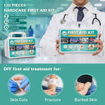 120 Pieces Hardcase First Aid Kit - First Aid Box Includes Instant Cold Pack, Emergency Blanket for Travel, Home, Office, Vehicle, Camping, Workplace & Outdoor