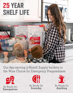 3 Month Emergency Food Supply - 894 Servings, 6 Buckets, Freeze Dried Protein Meals, Disaster Survival Food Storage Kit, Ready to Eat, Camping Essentials, up to 25 Year Shelf Life