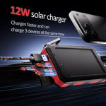 (2 Pack)  20000Mah Solar Power Bank Compatible for Cell Phone Iphone, Outdoor Portable Charger with Dual 5V USB Ports, 2 Flashlights & Digital Compass(Red)