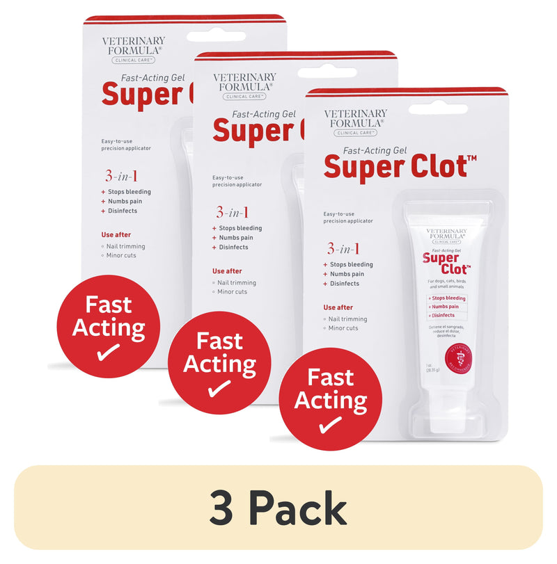 (3 Pack)  Clinical Care Super Clot Styptic Gel, 1 Oz Tube, Easy Applicator for Dogs and Cats